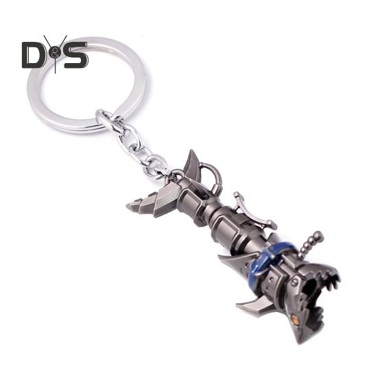 

Брелок для ключей в виде аниме-акулы-пушки, брелок из цинкового сплава, дизайн в стиле супергероев, устойчивый к царапинам Long серебряный