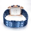 Megir Blue Stainless Steel Men Watch Rectangle Big Dial Business Quartz Men's Wristwatches Relogio Masculino Military Watch Man