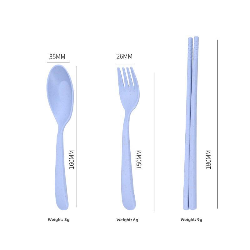 Ensemble de vaisselle portable pliable en blé: Baguettes pliantes créatives, Fourchette, Cuillère, Design en plastique adapté aux étudiants