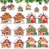 Indoor Christmas Party Decorations 24/36Pcs Gingerbread House Ornaments Wooden Xmas Tree Decor with Rope Decorative Holiday Crafts Hanging Ornaments