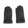 Men's Genuine Leather Gloves  Three Rib Gloves Thickened Sheepskin with Fleece Windproof and Warm Gloves for Driving and Cycling