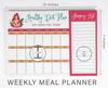 Inkdotpot Weekly Meal Planner Notepad 7"x10 , "Kitchen Menu" Magnetic Meal Planning Pad with Tear Off Grocery S-54 Sheets