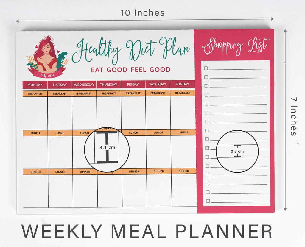 Inkdotpot Weekly Meal Planner Notepad 7"x10 , "Kitchen Menu" Magnetic Meal Planning Pad with Tear Off Grocery S-54 Sheets