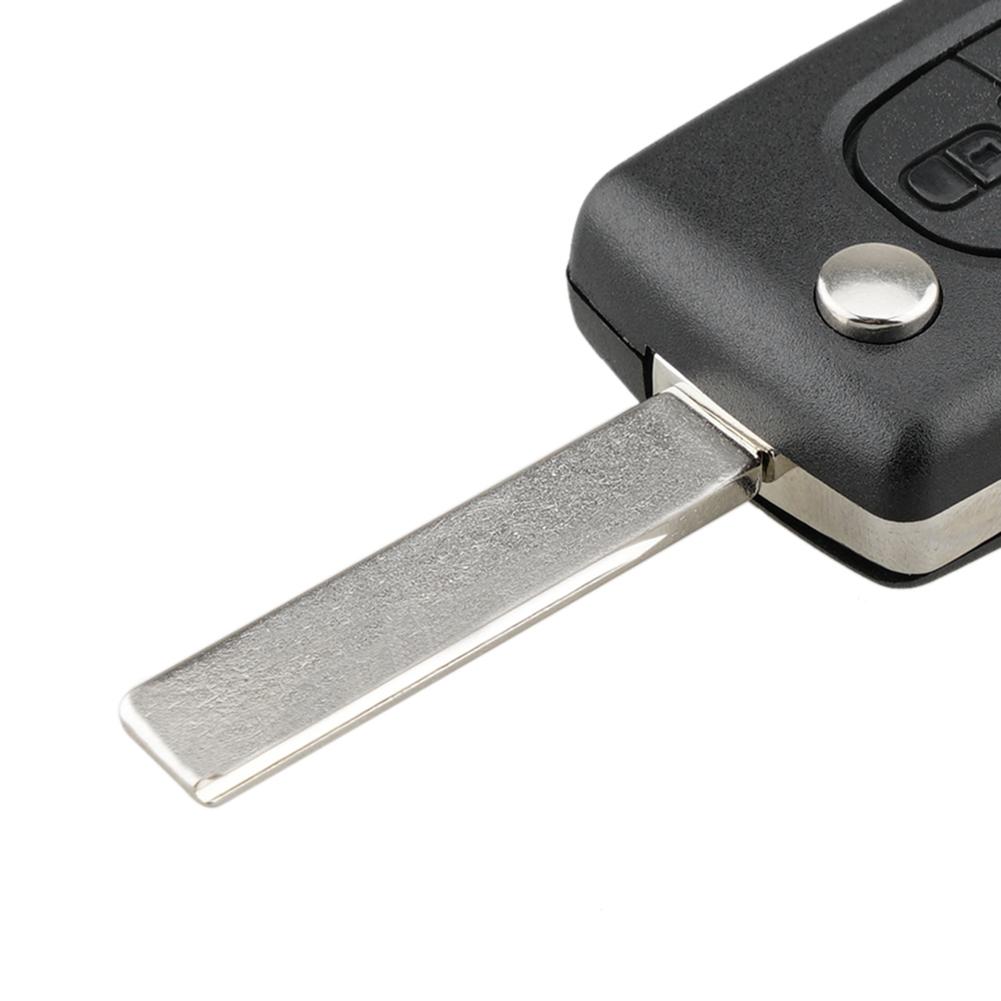 2 Buttons Flip Folding Key Case Black Remote Flip Folding Key Shell Cover Case for Peugeot 207 307
