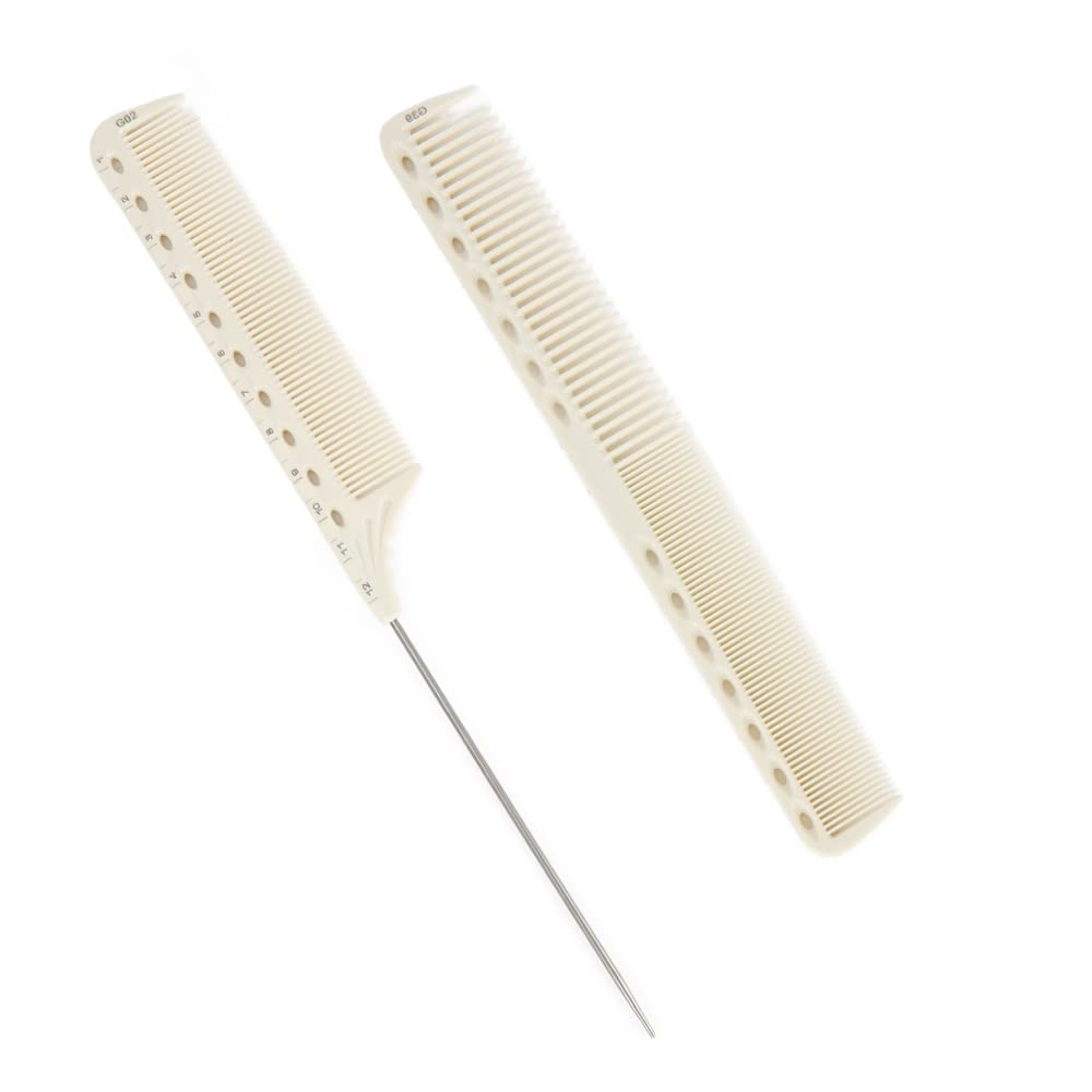 

Набор из 2 штук, расчески с карбоновым хвостиком для волос, расческа для общего стайлинга и ухода, антистатическая термостойкая парикмахерская расческа, расческа для волос с мелкими и широкими зубьями