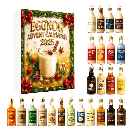Eggelikør Adventskalender 24 Akryl 2D Eggelikørpynt Nedtelling til Jul Kalender for Festlig Hjemmedekor Julegave
