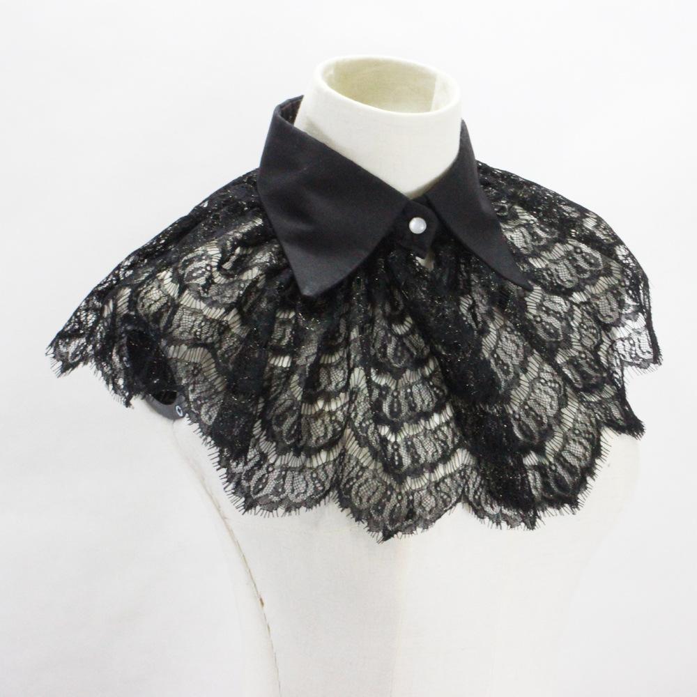 Vintage Floral Lace Lapel Fake Collar for Women Hollow Necklace Choker False Collars Female Dress Party Detachable Collars
