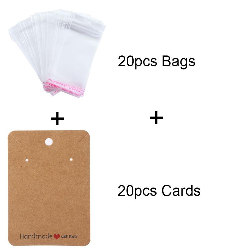 

20sets Bracelets Display Cardboard Holders With Self Adhesive OPP Bags Necklace Cards Organizers For Jewelry Packaging Making