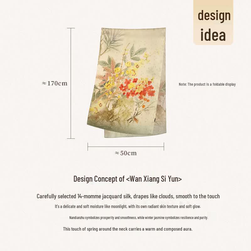 Shanghai Story 100% Mulberry Silk Printed Long Scarf
