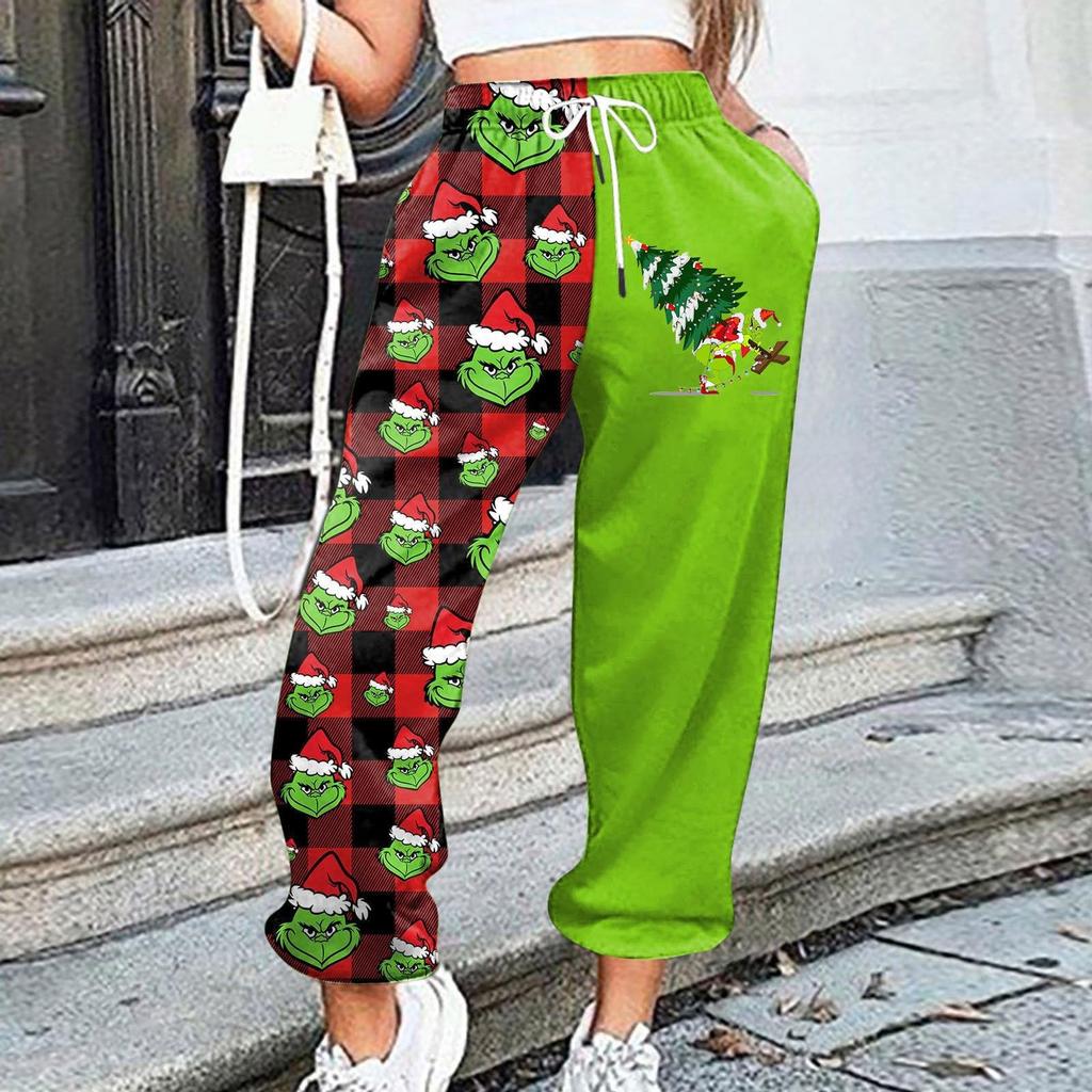 Women's Casual Fashion Christmas Printed Casual Sweatpants Elastic Waist Drawstring Pants