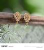 Ice Type Hetian Jade Gold Stud Earrings - Vintage Niche Design for Women, 2025