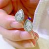 Lulu Tong 2023 925 Silver High-Carbon Diamond 5x8mm Pear-Zircon Water Drop Stud Earrings, Trendy Style.
