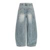 European, American retro washed loose jeans personalized cleanfit scimitar trousers men