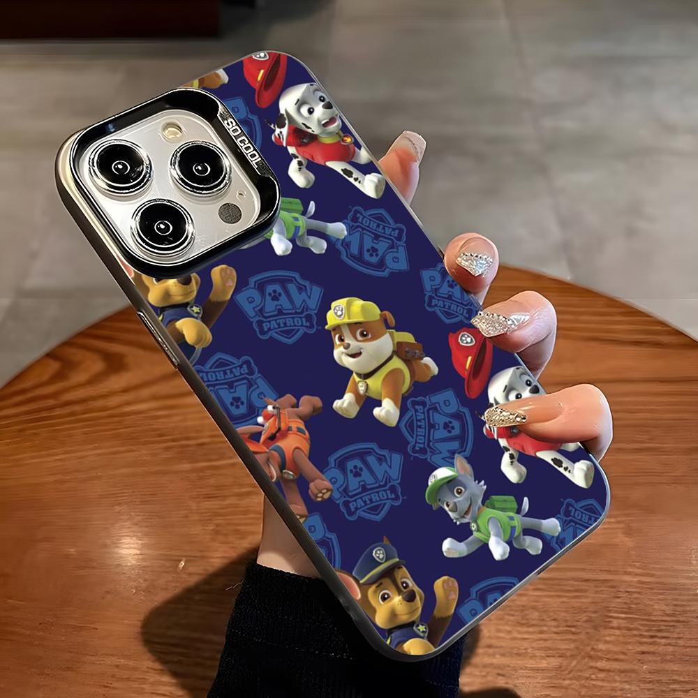 Cartoon Paws P-Patrols Phone Case For For iPhone 18 16 Pro Max 15 Pro 14 Plus 12 13 X XS Max XR 11 Pro Colorful Silver Cover