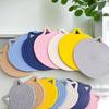 1Pc Cotton Rope Woven Insulation Pad Design Dining Table Tray Mat Insulation Pad Cartoon Cat Ear Shaped Solid Color Dining Table