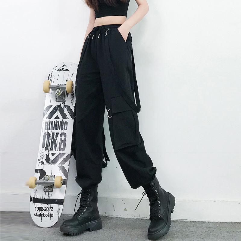 Harajuku léto vysoký pas Dámské oversize široké kalhoty cargo pro ženy volné harémové kalhoty hip hop dámské kalhoty jogger