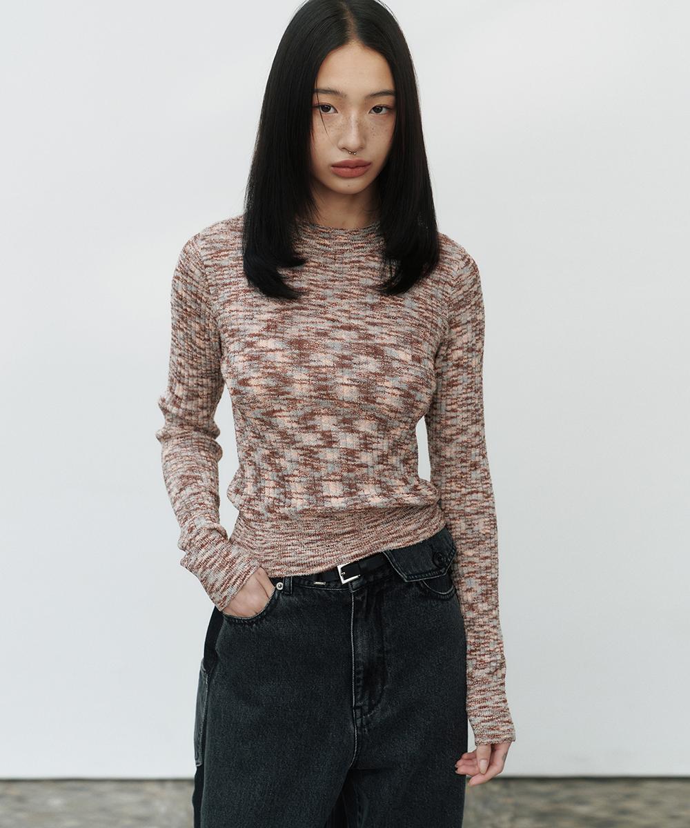 Noir For Woman Multi-Color Ribbed Crop Knit (Multi Brown) Multibrown/38