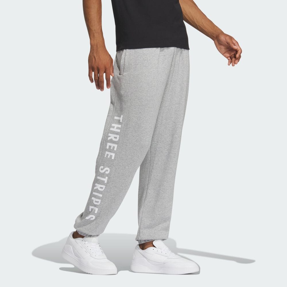 Adidas Loose Elastic Letter Print Cuffed Knit Sweatpants Unisex Bottoms Grey IS5150