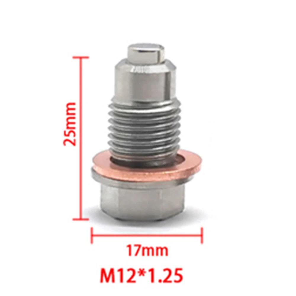 Magnetic Oil Pan Drain Plug M10-M22 Stainless Steel with Strong Neodymium Magnet and Copper Washer for Car Engine Oil Drain Plugs 3