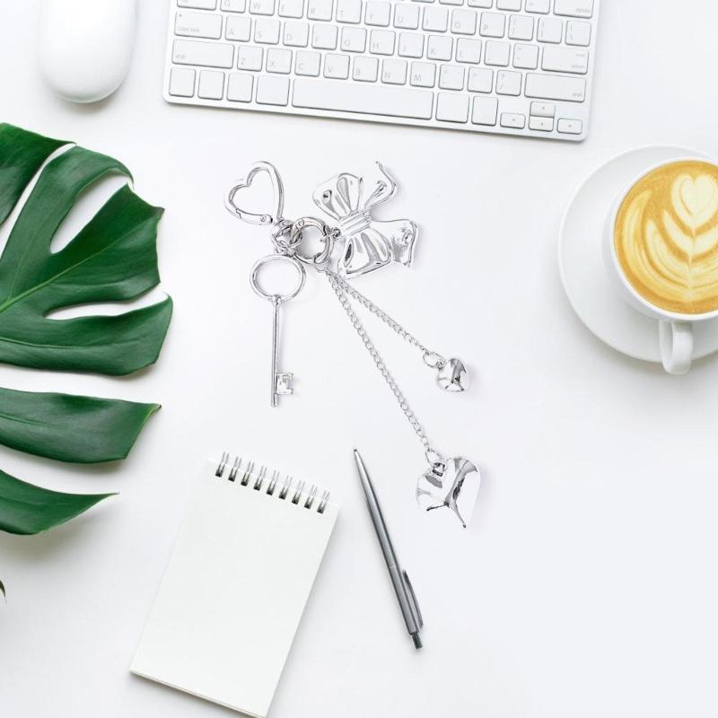 Heart Bows Bag Charm Pendant Aesthetic Purse Charms Aesthetic Keychains Keyring for Women Backpack Purse Handbag Decors