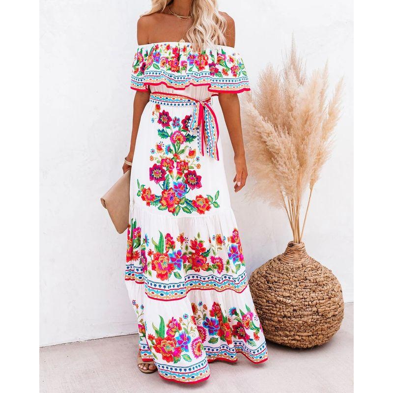 2023 Summer Ladies Tie-Dye Stitching Print Sexy Dress Dress