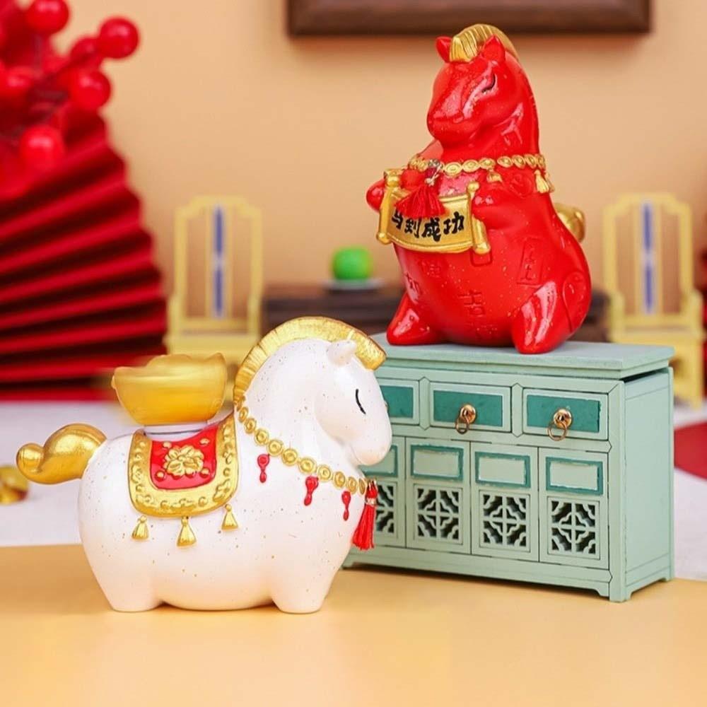 Resin Zodiac Horse Figurines Chinese Style Horse Figures Ornament  Chinese New Year Gift