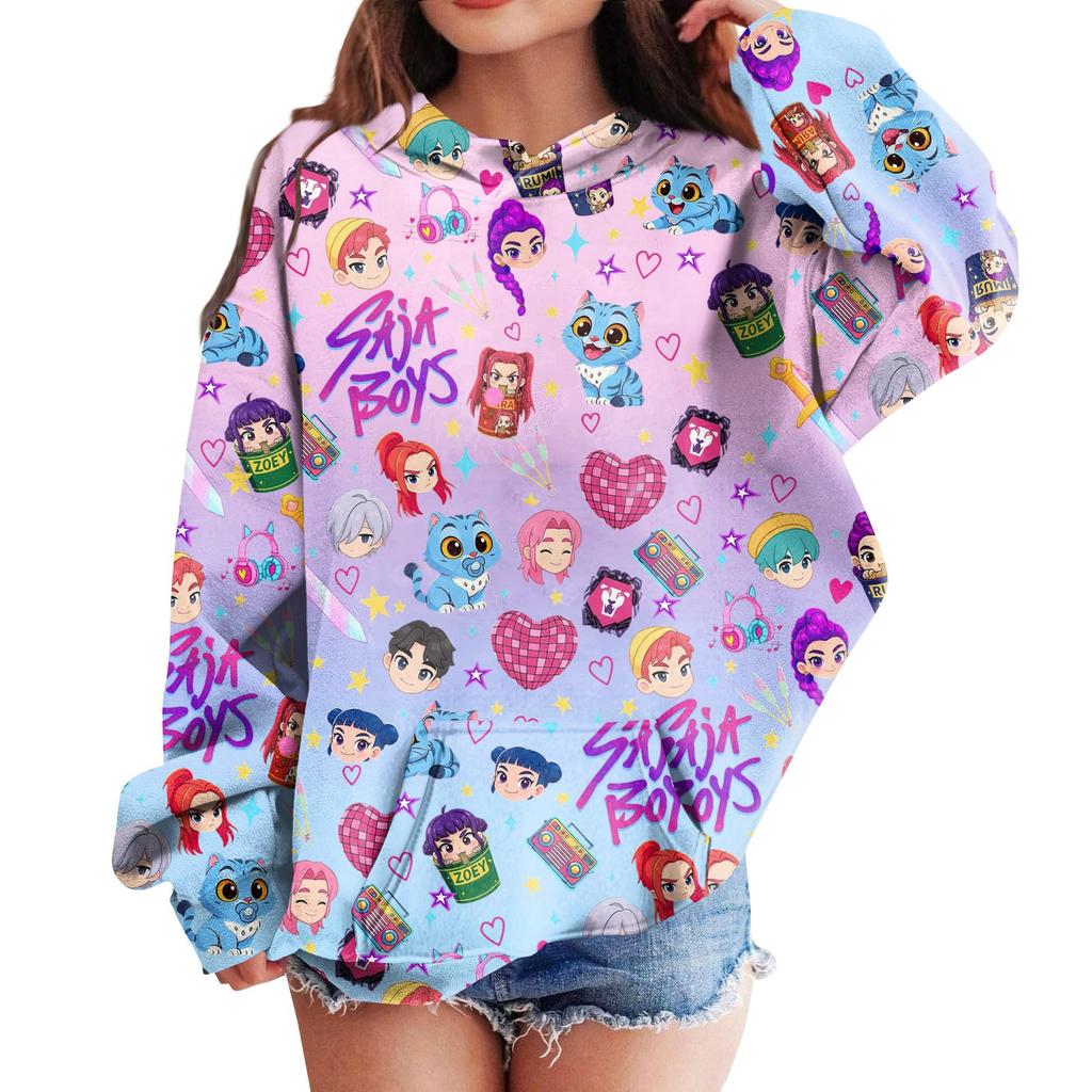 Sweatshirts For Teen Girls Hoodies Long Sleeve Drawstring Pullover Cute Printed Hoodie Top