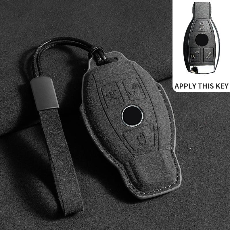 Suede Leather Car Key Case for Mercedes Benz E Class W213 W205 E200 E260 E300 E320 AMG CLA 2018 2019 2020 Remote Fob Shell Case