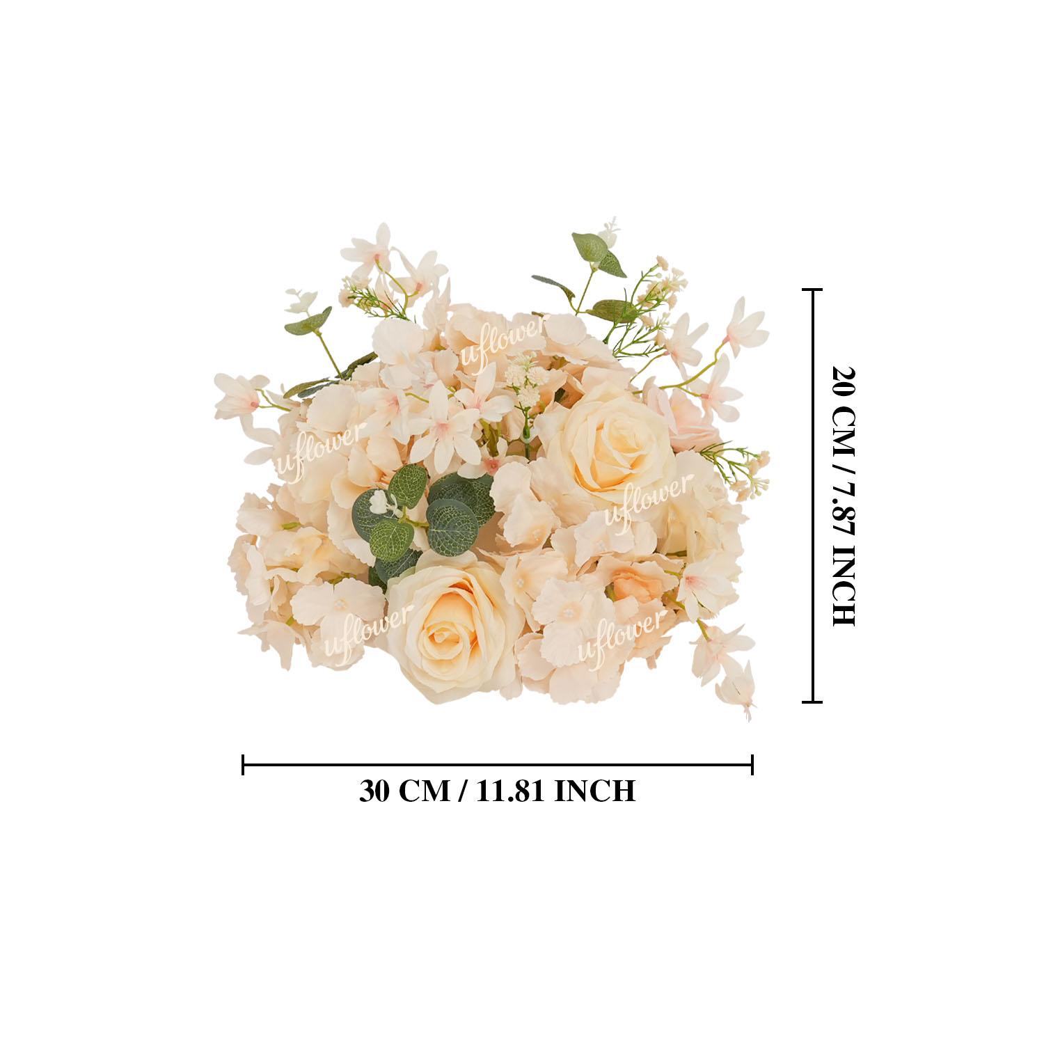

17.71/11.81inch White Silk Rose Flower Ball Bouquet Artificial Centerpiece Flowers for Wedding Decoration Event Party Props