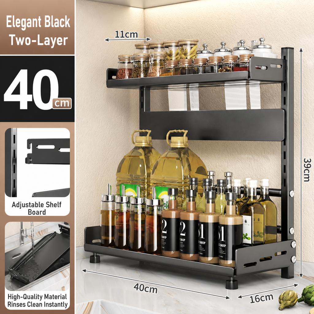 Kitchen Spice Rack Storage Organizer Countertop Knife Holder Modern Minimalist Carbon Steel