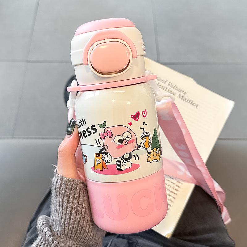 

2025 Новый мультфильм Термос из нержавеющей стали с трубочкой для девочек Temperature Display