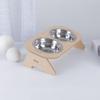 Elevated Cat Bowls Pet Feeder 15° Tilted Raised Cat Food Bowls With Wooden Stand 2 Stainless Steel Bowls For Cats And Puppy