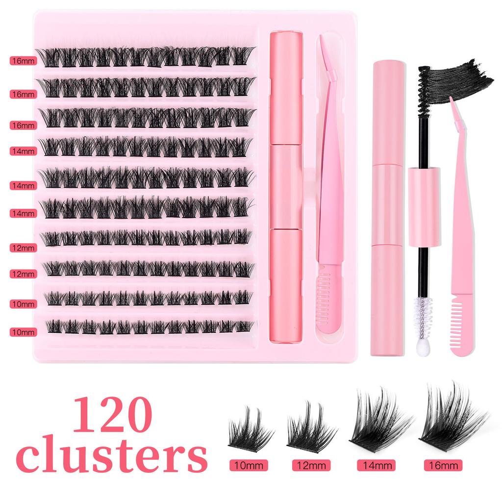 Diy Segmented False Eyelashes 120 Clusters Large Capacity 10-16M With Glue Tweezers Set Combination