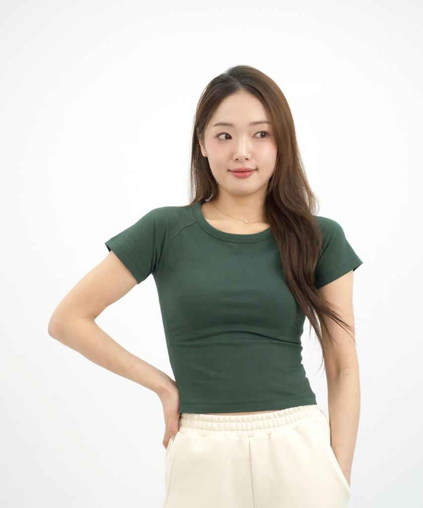 Hipihauseu Green Raglan Core Essential Curve T-Shirt