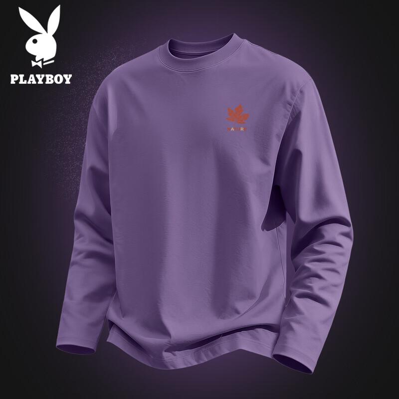 PLAYBOY Men's Long-Sleeve Cotton Casual T-Shirt