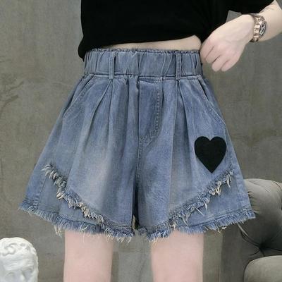 Denim Shorts for Women In Summer Loose Plus Size with Thin Edges Five Part Wide Leg Hot Pants