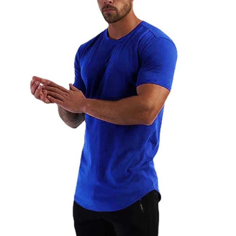 

Muscleguys Мужские летние хлопковые спортивные футболки слим-фит для тренажерного зала, фитнеса, повседневной носки, бодибилдинга, бега, тренировок XL синий