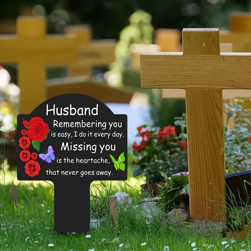 1pc Garden Memorial Stake for Mom/Dad/Brother/Mom and Dad/Husband/Wife and Other Relatives, Flower Butterfly Theme for Cemetery