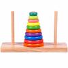 Wooden Tower of Hanoi Rainbow Stacking Toy Kids Color Recognition Sorting Ring Matching Block Early Educational Puzzle GiftMX003