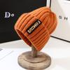 Winter Hat Knitted For Women With Letter Embroidery Korean Style For Daily Use