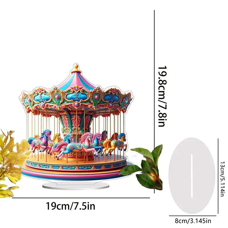 2D Flat Christmas Merry Carousel Christmas Scene Festival Decor Bedroom Office Desktop Ornaments Home Decoration Christmas Gifts