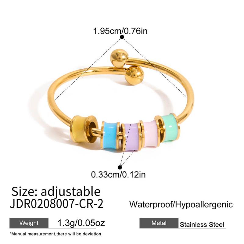

Women Men Open Ring Adjustable Anxiety Relief With Enamel Bead Opening Decoration Accessory Stacking Spinning Ring A1