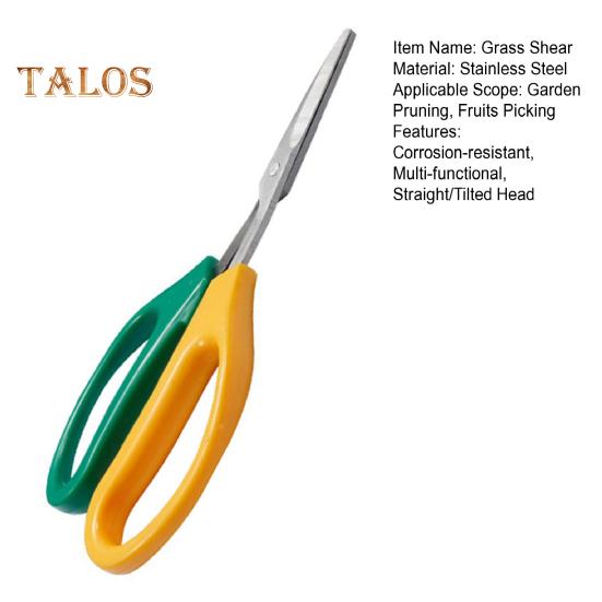 Stainless Steel Shear Trimming Scissors with Soft Handle Multi-functional Garden Clippers with Tilted or Straight Head for Garden Pruning Fruits