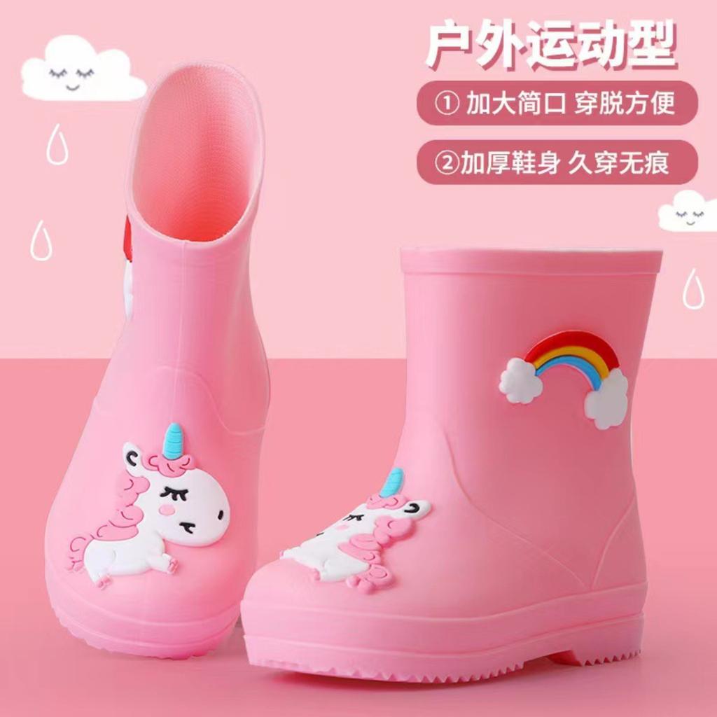 Boots Children's Lined Half Height Rain Boots Rain Shoes With Drawstring Cartoon Non- Rain Boots Lightweight Outdoor