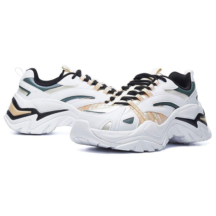 Fila Fisherman Sports Comfortable Low-Top Dad Shoes Women Sneaker White Black Orange F12W044115FDW