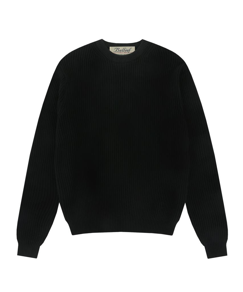 BELLIEF Essential Crewnrck Sweater (Black)