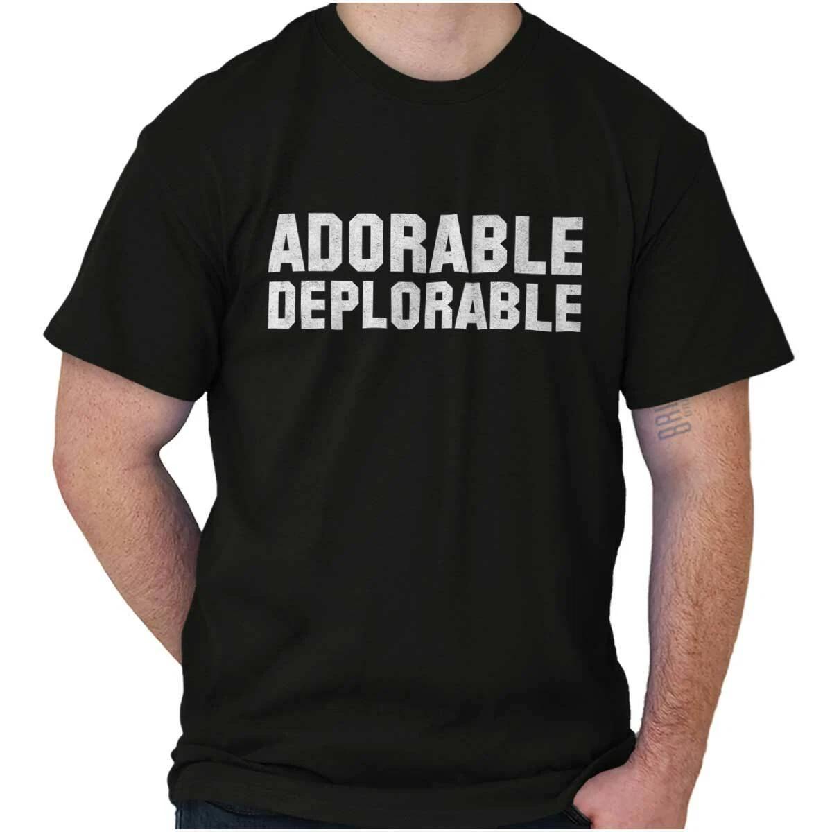Adorable Deplorable Funny Political Sarcasm Womens or Mens Crewneck T Shirt Tee M