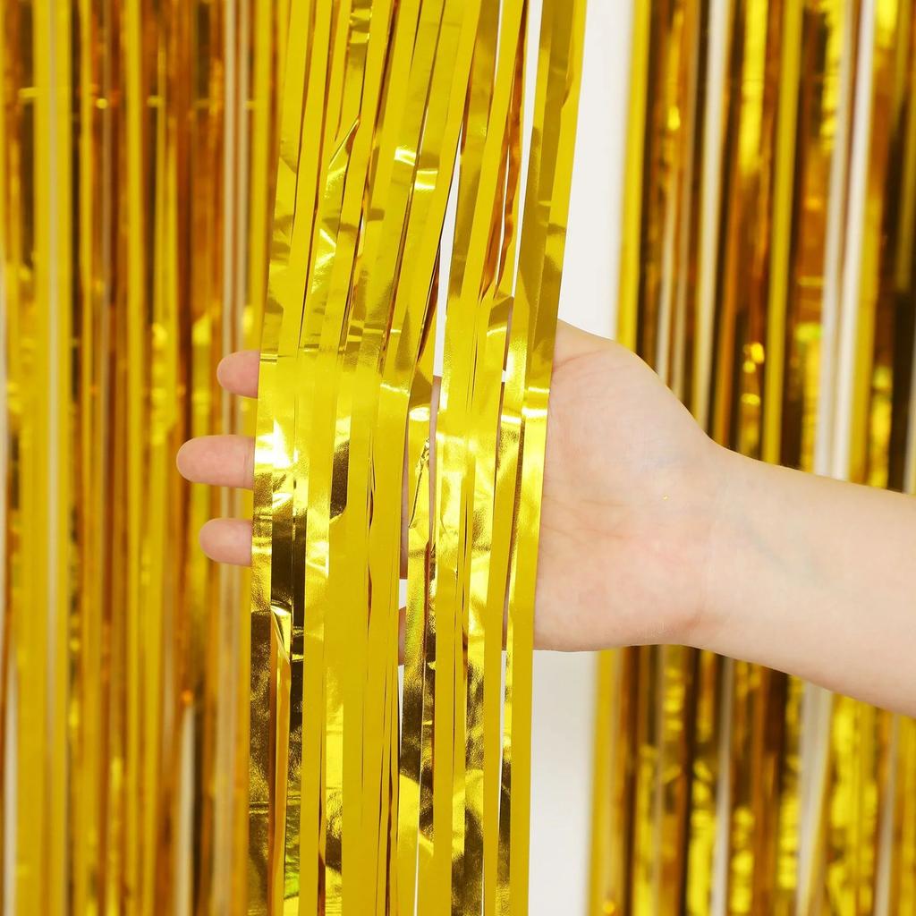 5pcs 100x200cm Glitter Rain Curtain Door Tassel Shiny Foil Streamer Party Backdrop For Birthday Wedding Prom Party Decoration