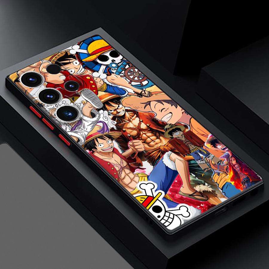 Case for Samsung Galaxy S23 Ultra S22 Plus S24 S21 FE S25 S9 S10 S20 Black Edge Shell Anime One Pieces