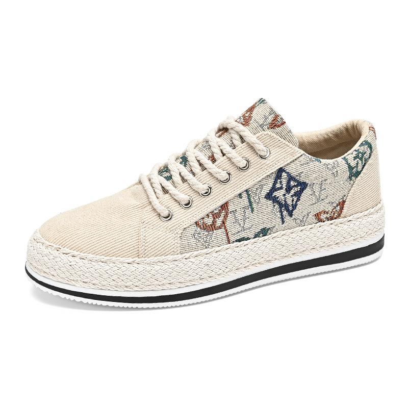 Men's Shoes, Fashion Breathable National Style Corduroy Casual Loafers One Foot Stirrup Men's Board Shoes Cloth Shoes